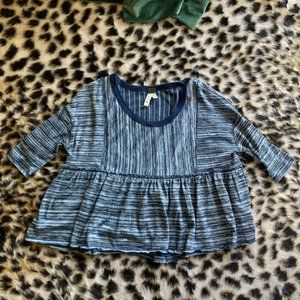 FREE PEOPLE. Blue Space-Dye Swing Knit Crop.